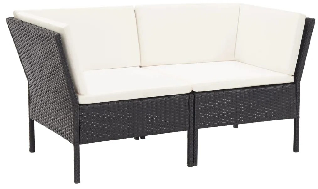 Set divani da giardino 6 pz con cuscini in polyrattan nero