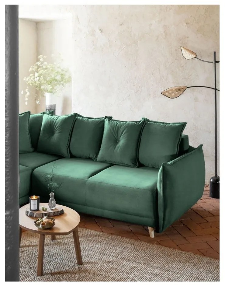 Divano letto in velluto a coste verde (variabile) Lazy Lukka - Miuform