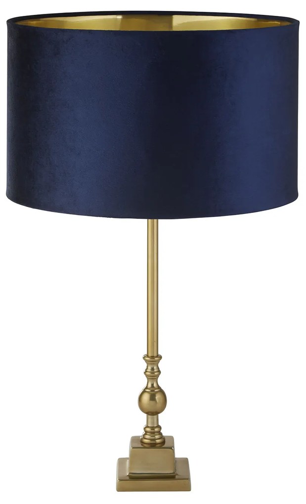 Lampada Da Scrivania Whitby Metallo Cromo Tessuto Blu Scuro 1 Luce E27