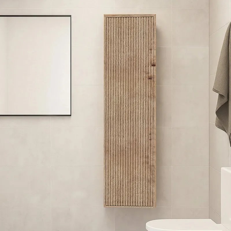 Colonna per mobile bagno PORTOFINO 1 anta P 16 x L 33.7 x H 139 cm rovere oro cannettato
