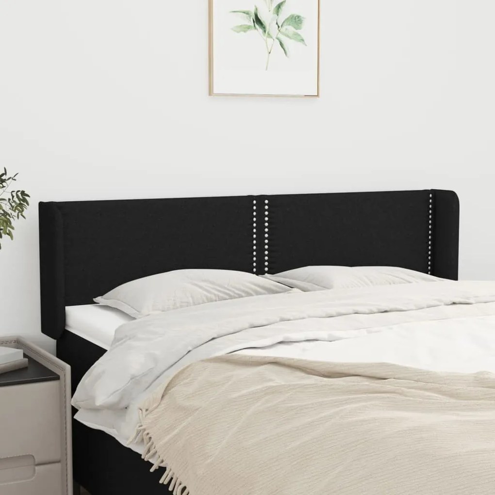 Testiera Ad Orecchio Nera 147x16x78/88 Cm İn Tessuto /