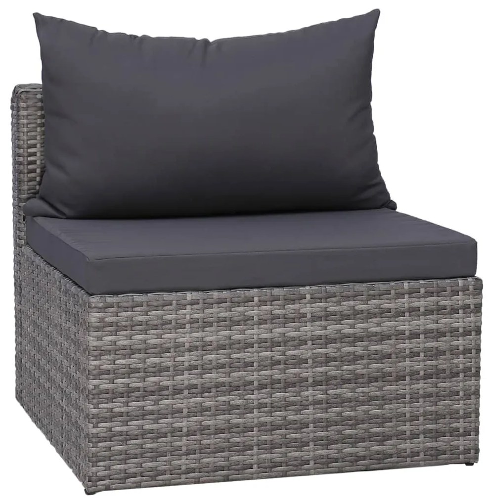 Set Divani da Giardino 3 pz con Cuscini Grigio in Polyrattan