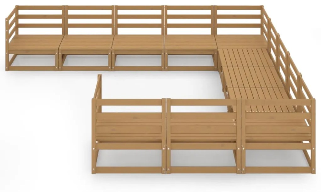 Set Divani da Giardino 11 pz in Legno Massello di Pino