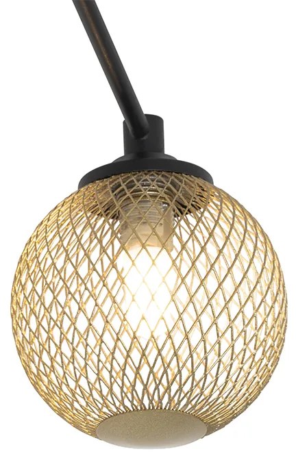 Plafoniera moderna nera con oro 8 luci - Athens Wire