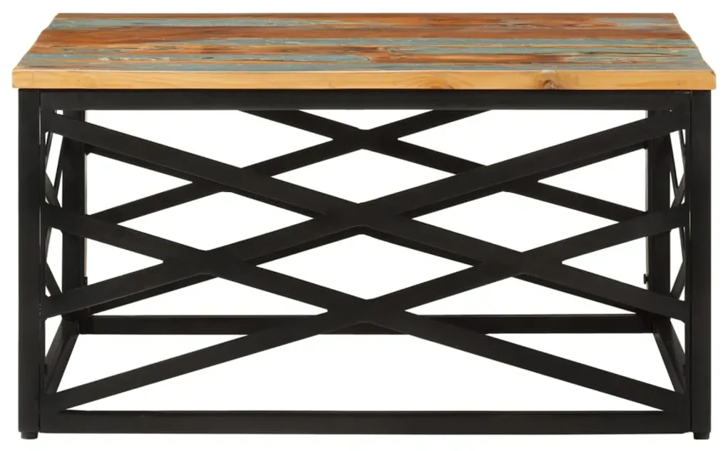 Tavolino da salotto 68x68x35 cm in legno massello di recupero