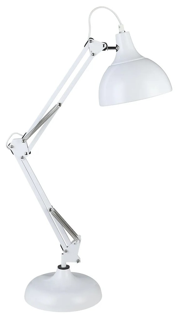 Lampada Da Tavolo Minimal Borgillio Acciaio Bianco 1 Luce E27