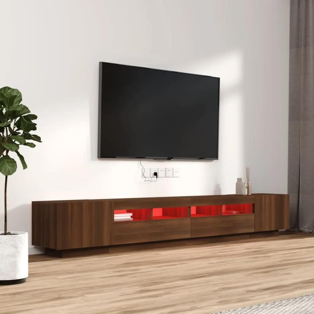 Set Mobili TV 3pz con Luci LED Rovere Marrone Legno Multistrato