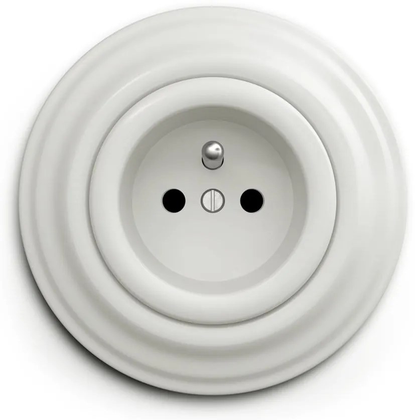 Kliklap - Presa elettrica da parete retrò con cornice 230V bianca