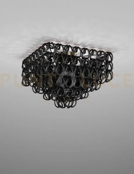 Giogali lampadadario a soffitto 65q nero e bronzo opaco 4 luci atta...