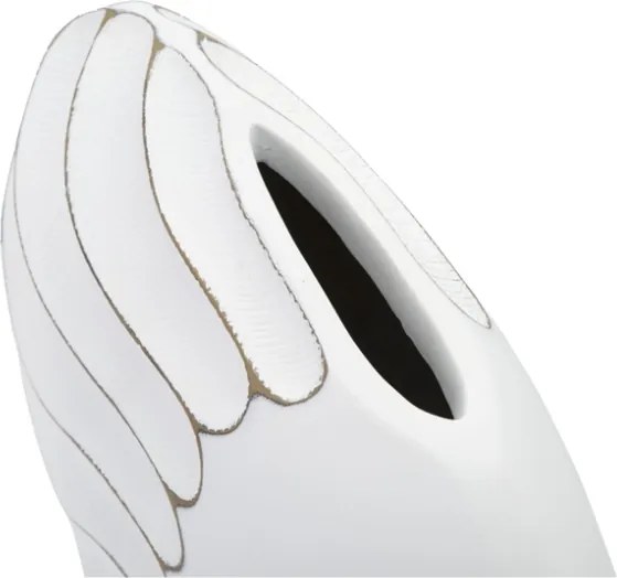 Vaso in resina con decorazioni in rilievo 34X11,5X24,5 cm bianco