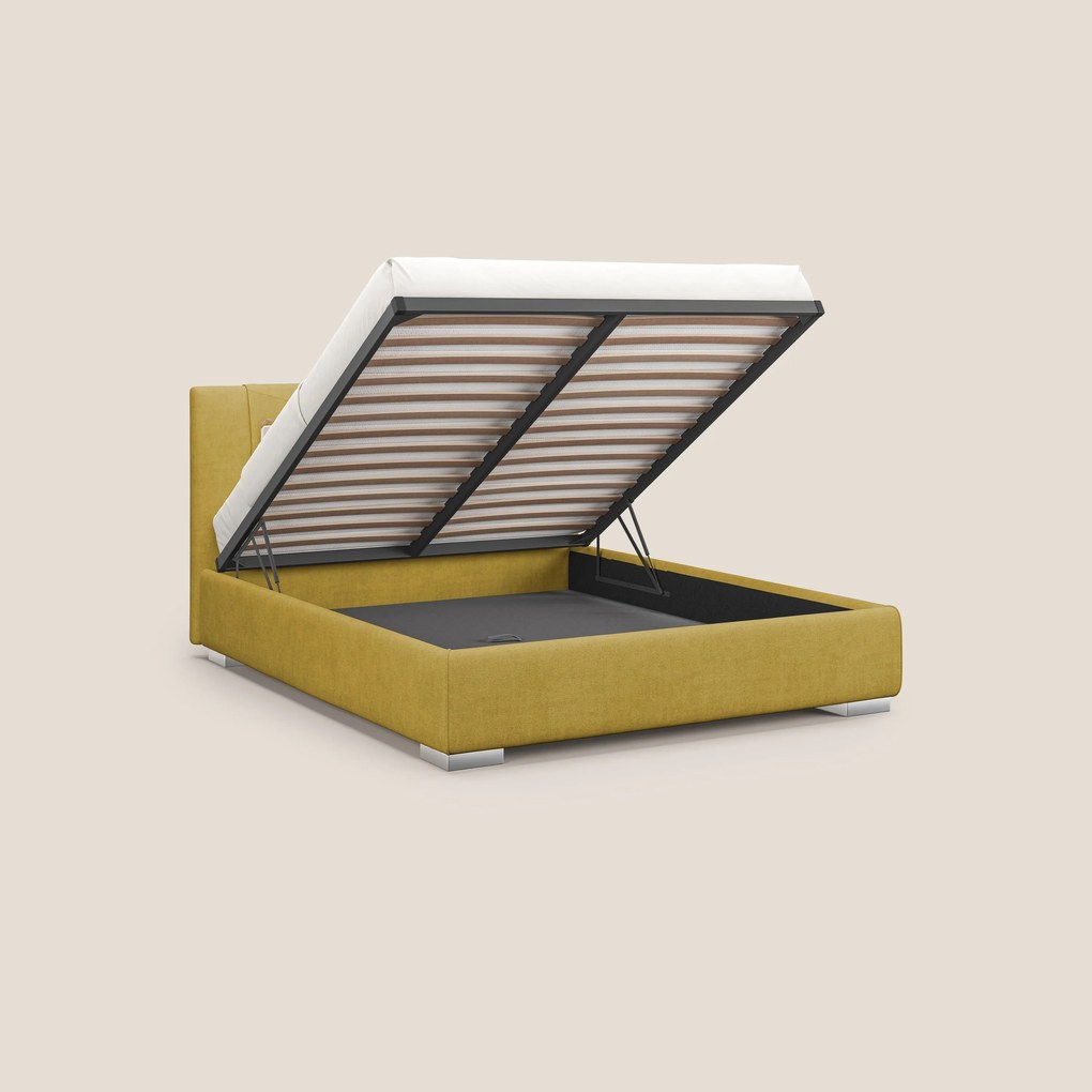 Horus letto imbottito contenitore e presa USB sulla testata in tessuto impermeabile T02 giallo
