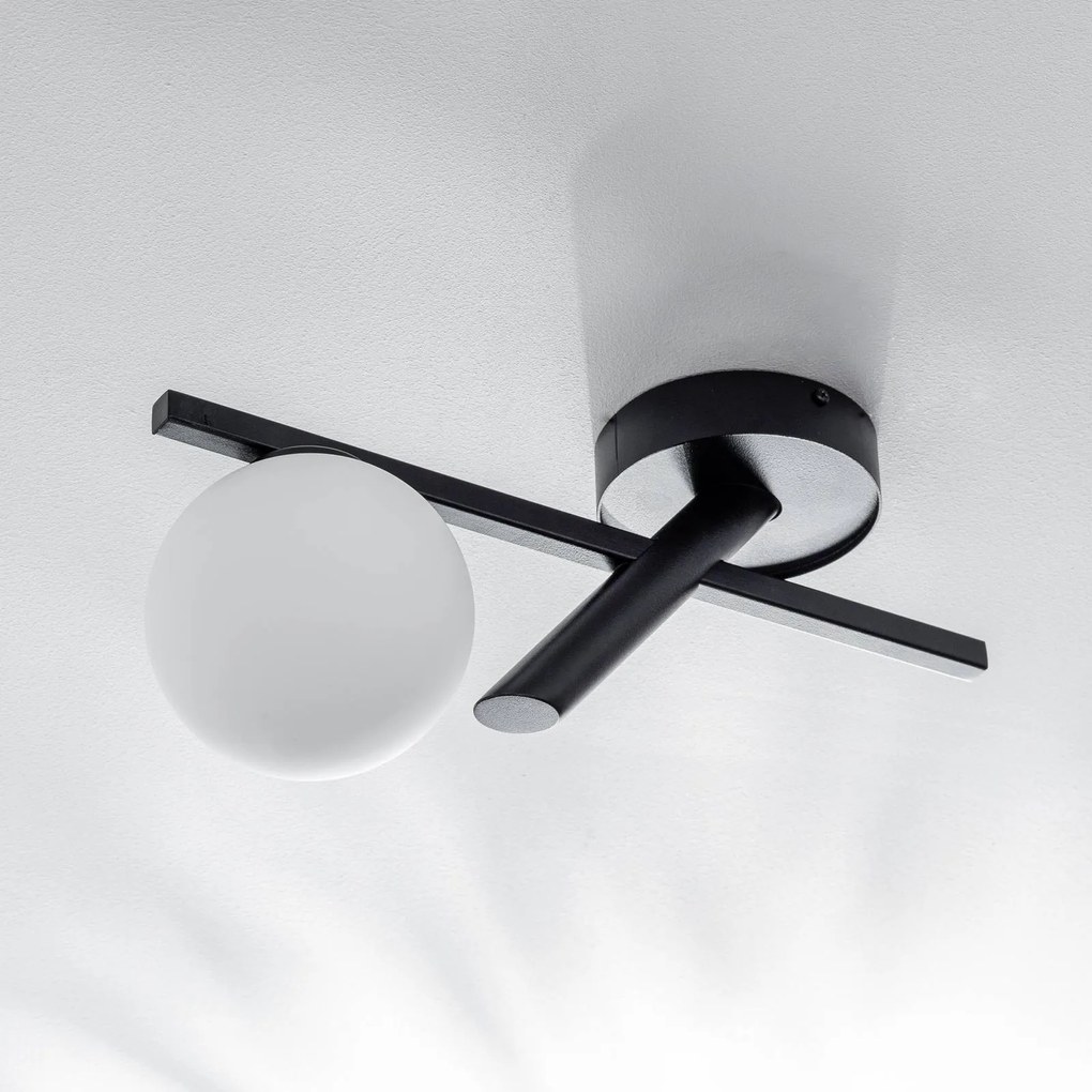 SIGMA Plafoniera Baleo, nero/opale, 1 luce