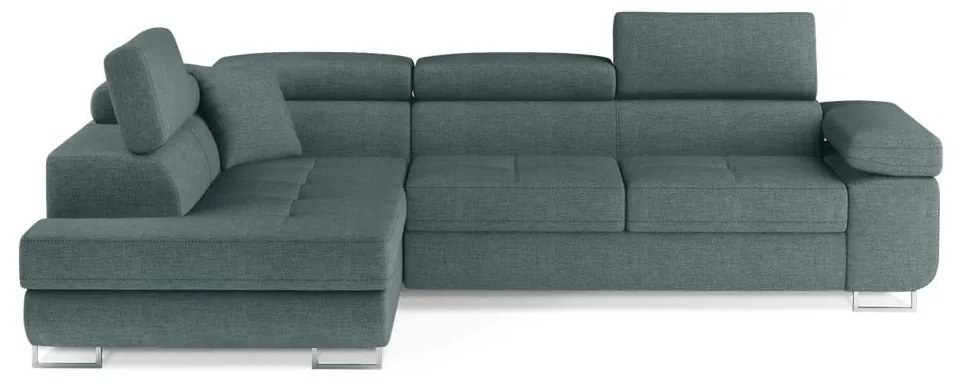 Divano angolare blu allungabile/con contenitore (con penisola a sinistra/a L) Anton – ELTAP