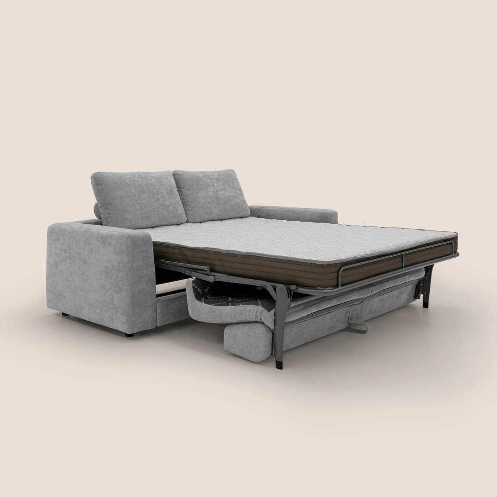 Freia Divano letto minimal materasso h15 cm con morbidi schienali in tessuto impermeabile T14 grigio chiaro