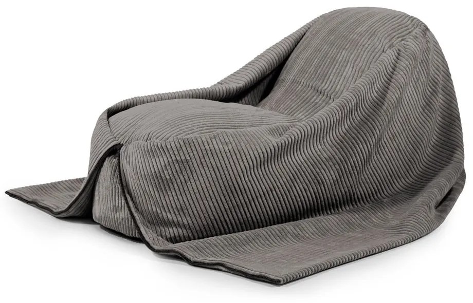 Pouf a sacco per bambini grigio scuro con rivestimento in velluto a coste Cocoon 120 – SLOWDOWN