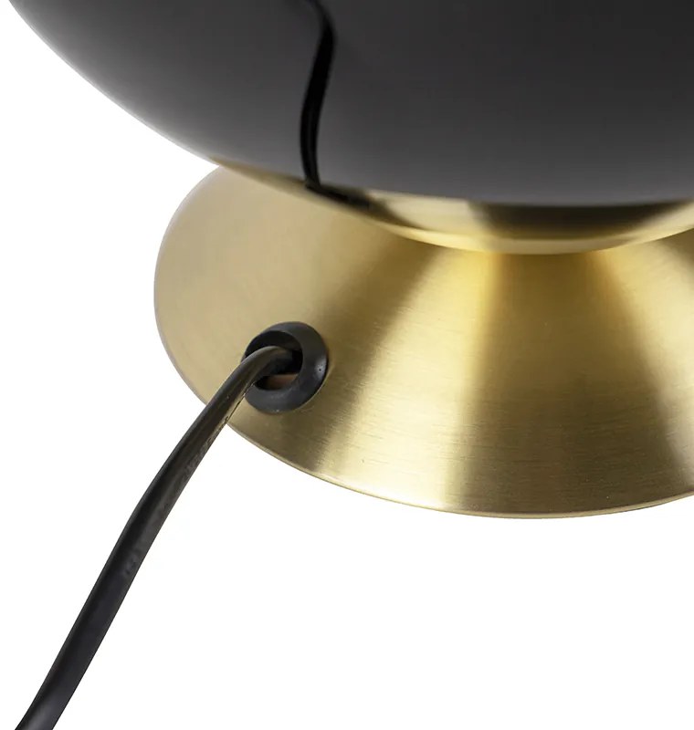 Lampada da tavolo Art Déco in ottone con vetro nero - Pallon