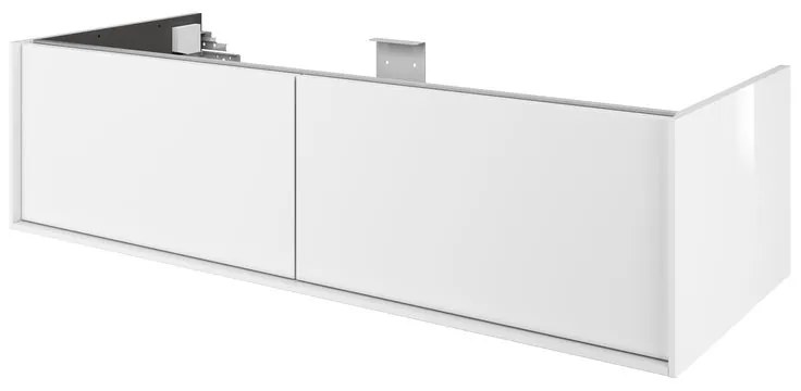 Mobile da bagno sospeso sotto lavabo L 120 x H 32 x P 48 cm bianco laccato lucido, 2 cassetti SENSEA Neo Frame