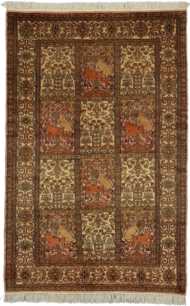 Bakhtiar Tappeto 130x200 Beige (Indian) Annodato A Mano