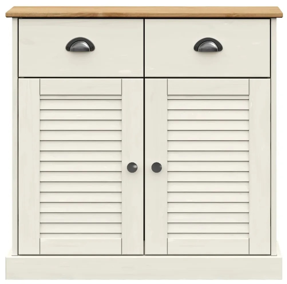 Credenza cassetti vigo bianco 78x40x75 cm legno massello pino