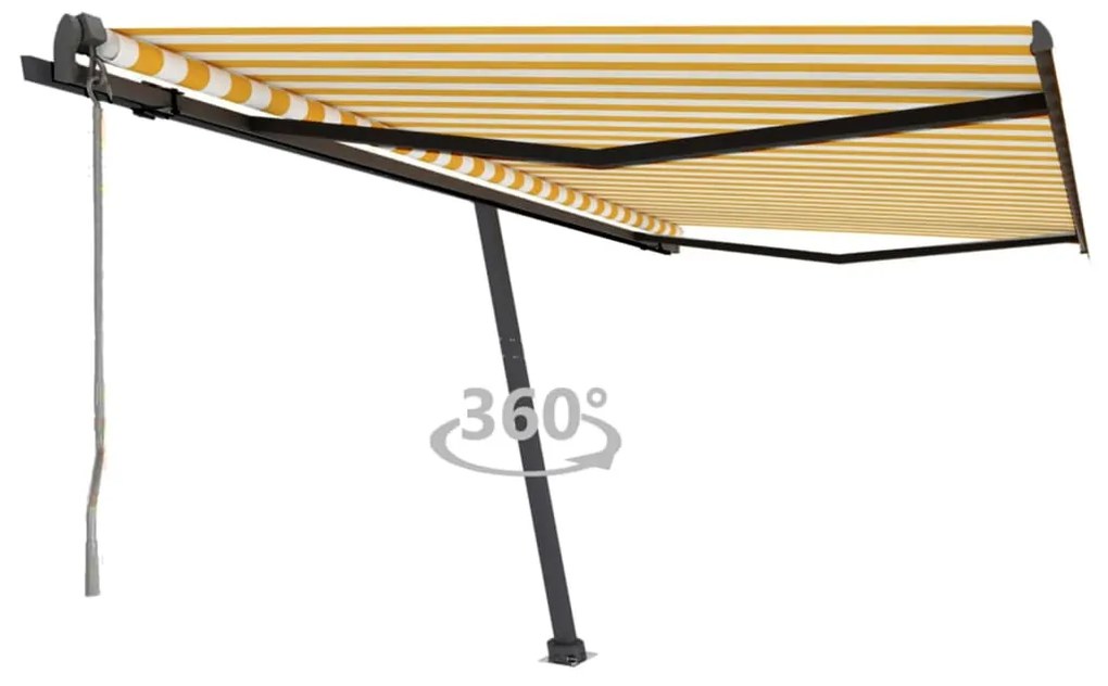 Tenda Da Sole Autoportante Automatica 450x350 Cm Gialla Bianca /