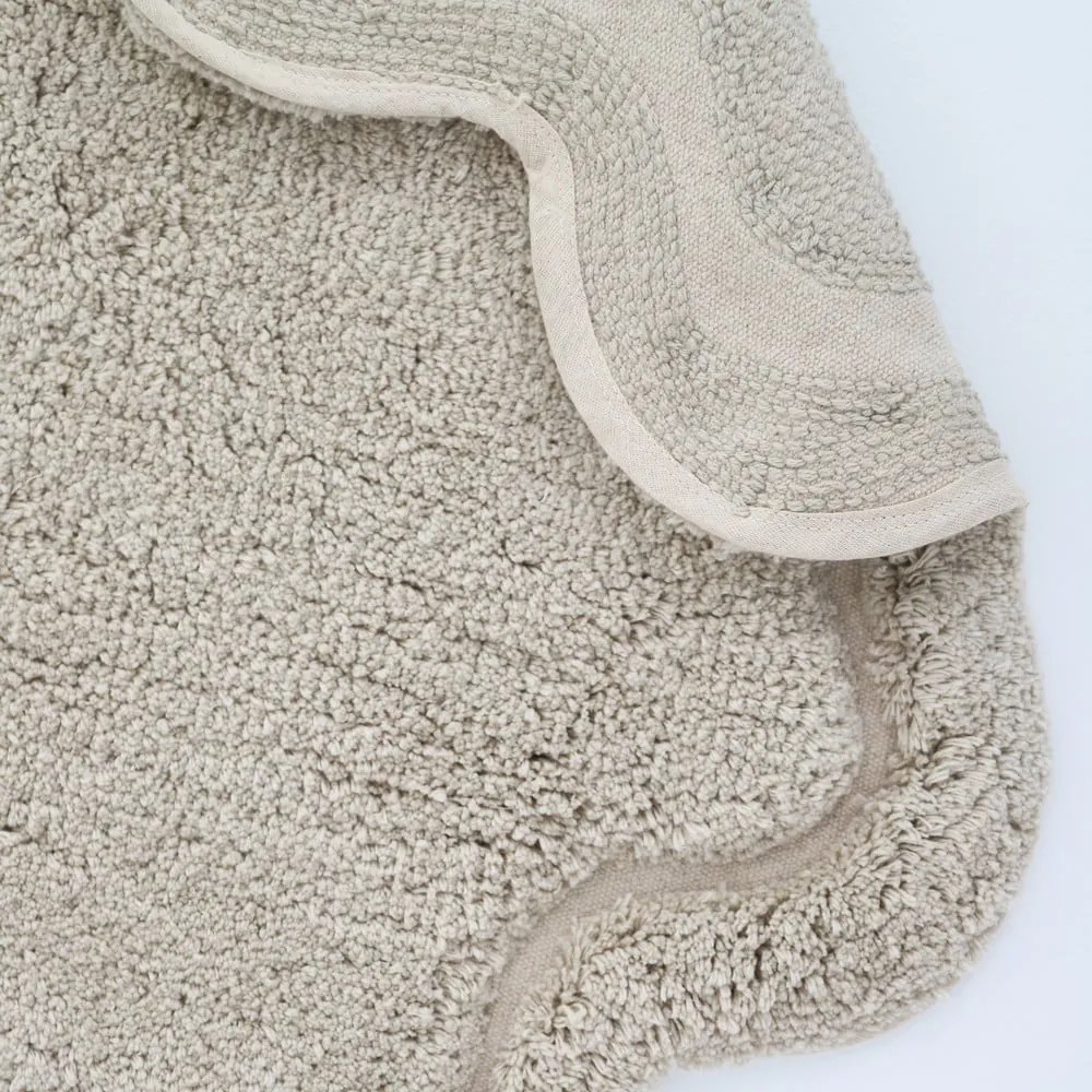 Tappeto rotondo beige in cotone lavabile e tessuto a mano ø 110 cm Sweet April Lin – Nattiot