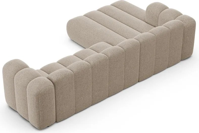 Divano angolare beige (con penisola a sinistra/con chaise lounge) con rivestimento in ciniglia Lupine – Micadoni