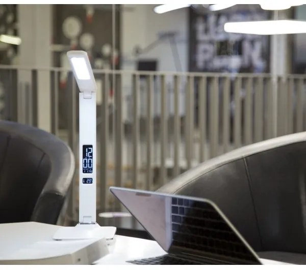 Immax 08934L - Lampada LED da tavolo con display KINGFISHER LED/9W/230V bianco