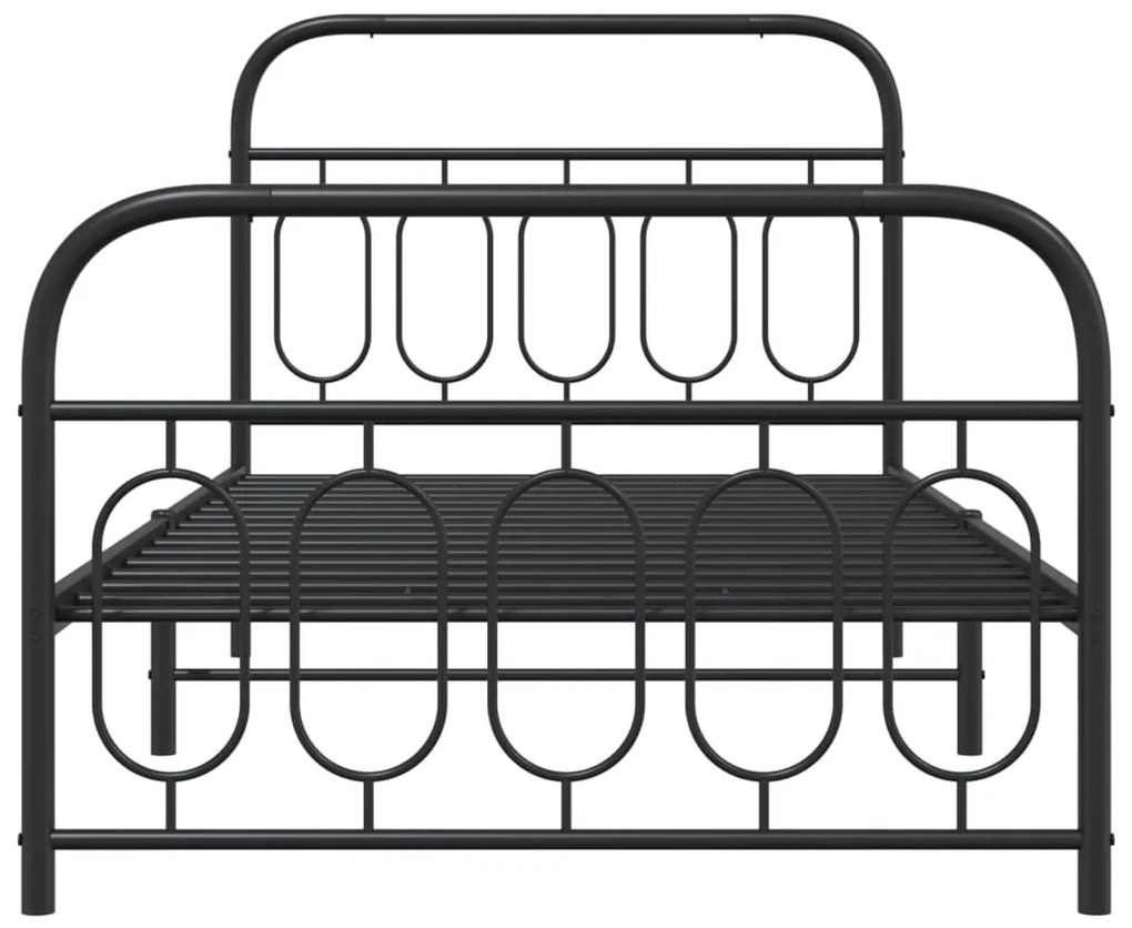Giroletto con testiera e pediera metallo nero 100x190 cm