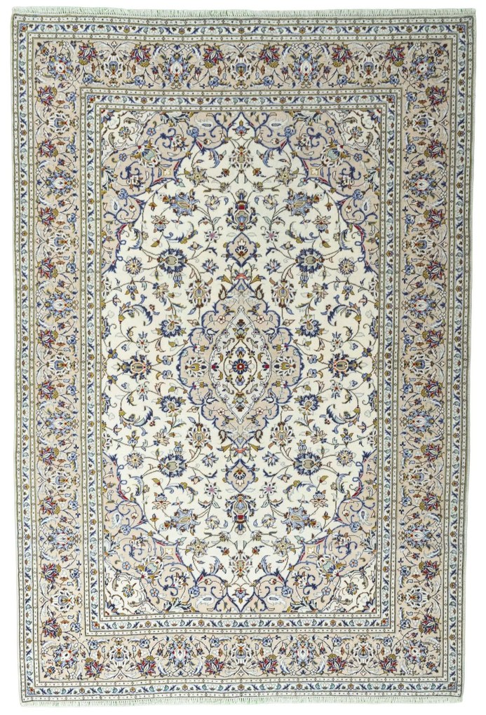 Kashan Tappeto 200x290 Beige (Iran) Annodato A Mano