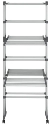 Stendibiancheria a 3 Livelli con Ruote Argento 60x70x129 cm