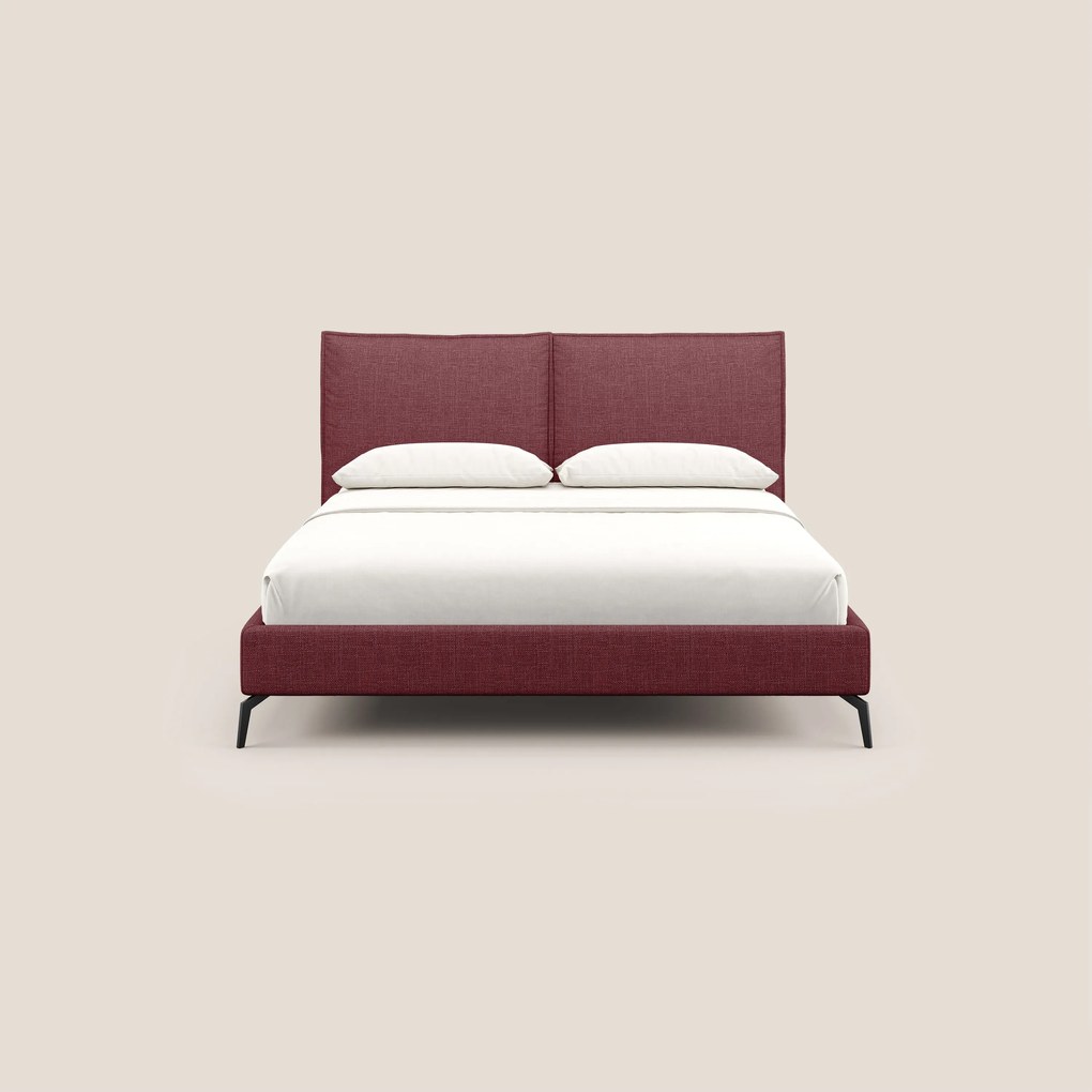 Cloe letto imbottito con piedi in metallo sfoderabile in tessuto fiammato impermeabile T06
