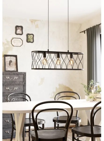 Eglo 43554 - Lampadario su corda GILTSPUR 3xE27/40W/230V