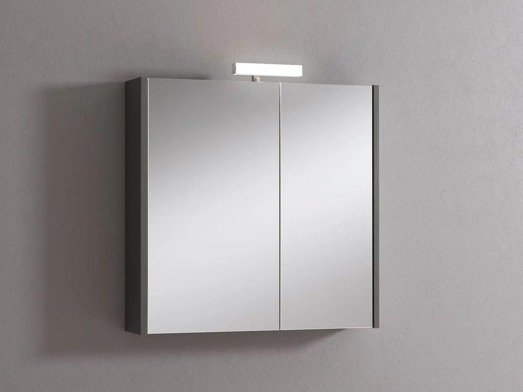 Pensile con luce Akira laccato lucido grigio L 71.5 x H 70 x P 15.5 cm