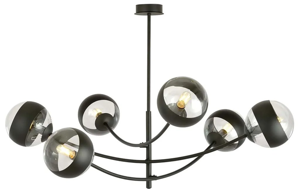 Plafoniera Contemporaneo Oceano Acciaio Nero 6 Luci E14 Ip20