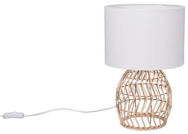 Lampada da tavolo in colore bianco e naturale (altezza 38 cm) Rike - Trio