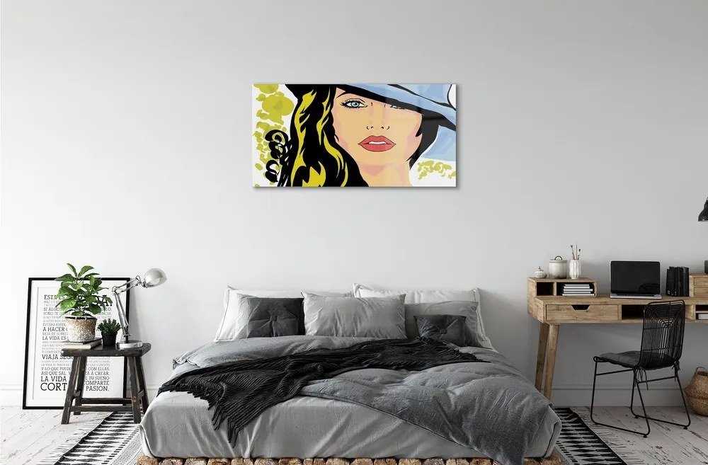 Quadro vetro Cappello da donna 100x50 cm