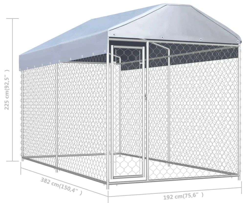 Canile da esterno con tetto 382x192x225 cm