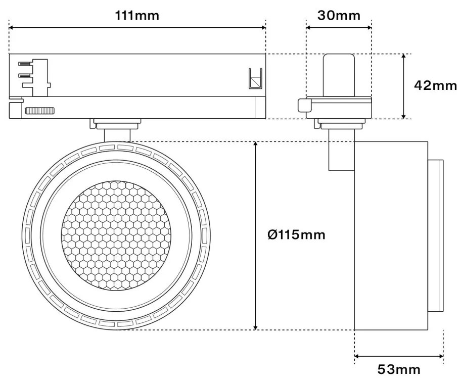 Faro LED 34W per Binario Trifase Regolabile 15°-60° Nero Philips Driver CCT CRI97 UGR11 Colore Bianco Variabile CCT