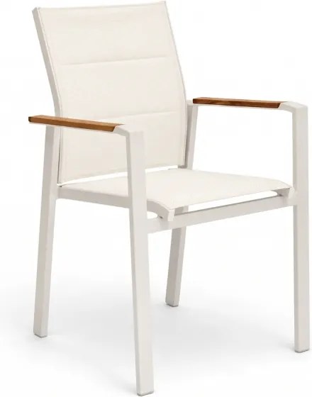 Sedia Da Esterno In Alluminio E Textilene Con Braccioli Polywood Bianco