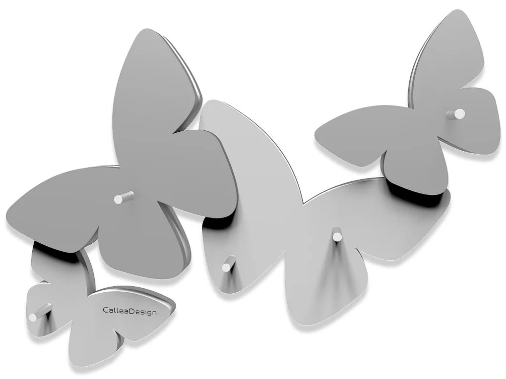 CALLEADESIGN Portachiavi da parete in legno FARFALLE bianco e grigio