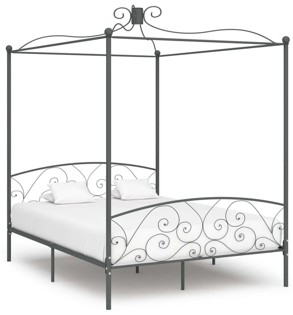 Letto a baldacchino grigio in metallo 180x200 cm