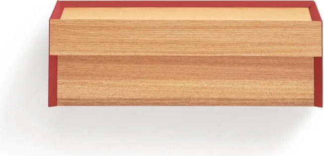 Comodino rosso con piano effetto rovere da parete Arista – Teulat