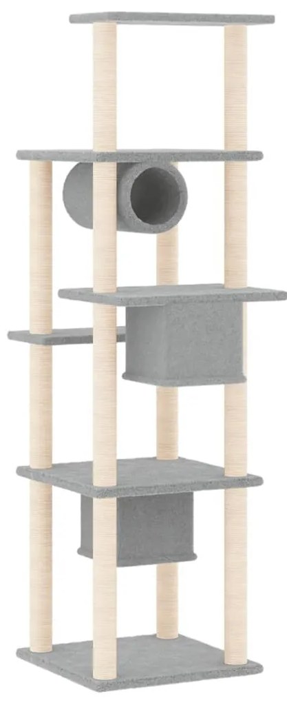 Albero per gatti con tiragraffi in sisal grigio chiaro 169 cm