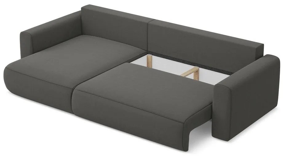 Divano angolare grigio scuro allungabile/con contenitore (con penisola a sinistra/con chaise lounge) con rivestimento in velluto Kapua – Makamii