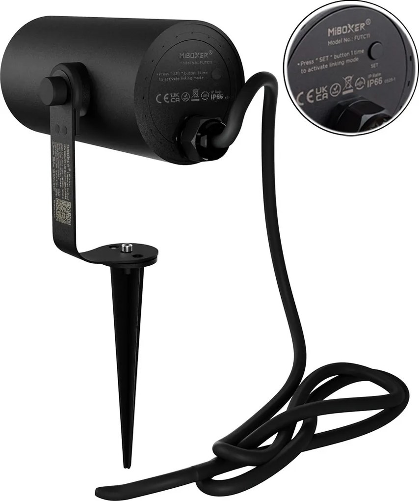 Faretto da Giardino 12W RGB+CCT IP66 con Picchetto Dimmerabile Colore RGB+CCT