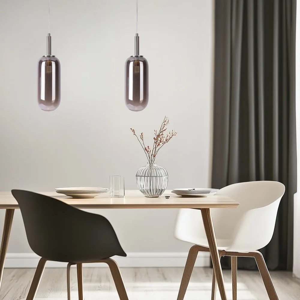 Lampadario LED color antracite con paralume in vetro ø 13 cm Fiuggi – Candellux Lighting