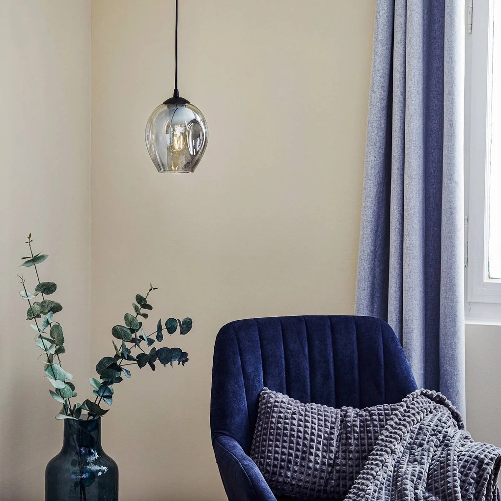 EMIBIG LIGHTING Lampada a sospensione Starla, vetro grafite, 1 luce rotonda