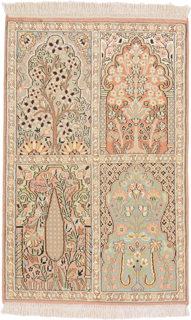Cashmere Silk Tappeto orientale 90 x 60 (Indian) Annodato A Mano
