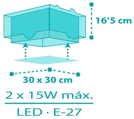 Dalber 63316 - Lampada da soffitto per bambini HAPPY JUNGLE 2xE27/15W/230V