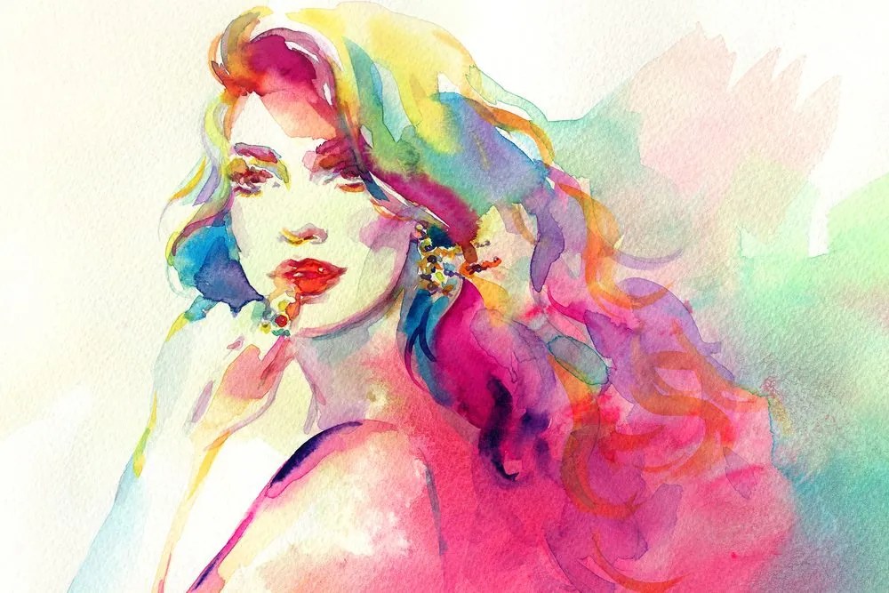 Stampa su tela – Ritratto femminile ad acquerello